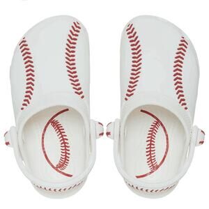 Crocs Classic Baseball Clog K White Red Kids Preschool Slip On Sandal Size 11